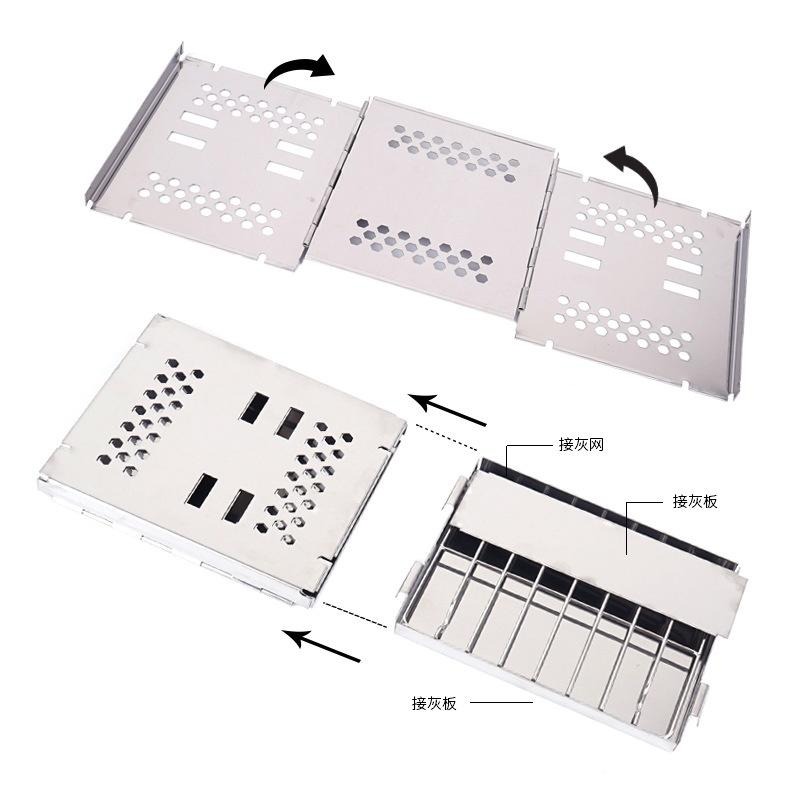 不銹鋼折疊燒烤爐【台灣現貨】野營燒烤架 焚火台 擋風板 野炊烤肉架 柴火爐 炭烤爐 焚火架 露營烤肉必備【P0269】-細節圖5