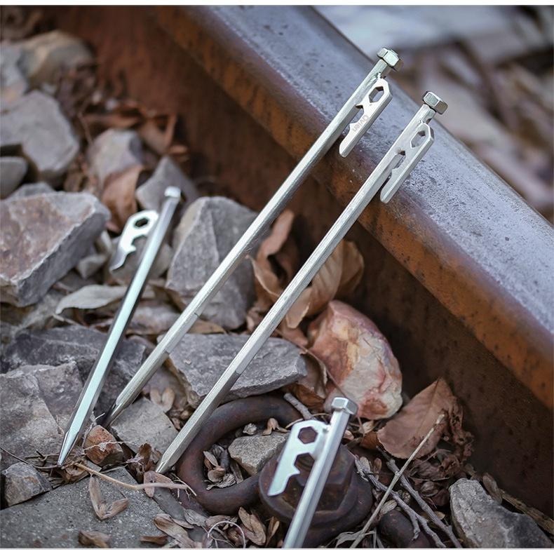 不銹鋼營釘SUS420 多種尺寸可選QVIEN 硬度高  堅固耐用 露營必備 水泥地草地天幕帳篷皆適用與柯曼不銹鋼同級-細節圖3