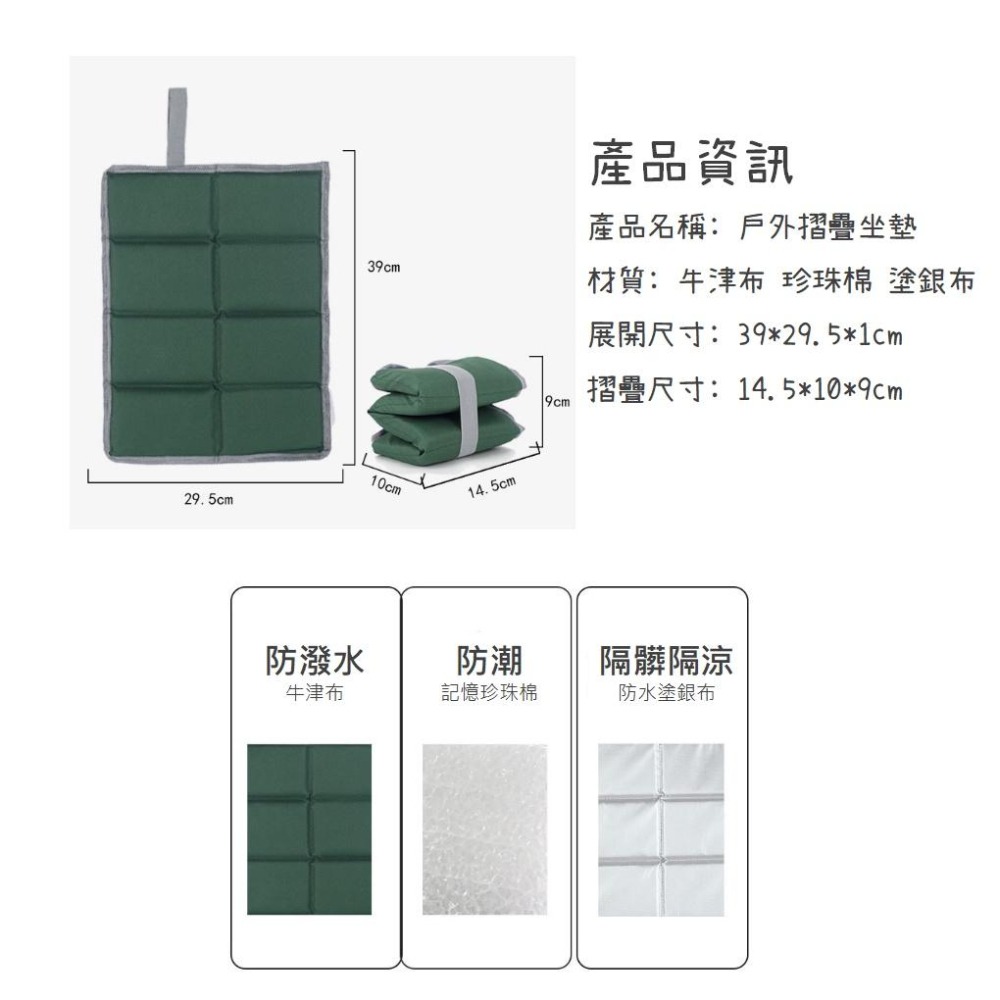 牛津布防潮坐墊附收納袋【聖杯生活台灣現貨】摺疊防潮墊 沙灘坐墊 戶外坐墊 防潮墊 摺疊收納 外出坐墊 戶外坐墊-細節圖2