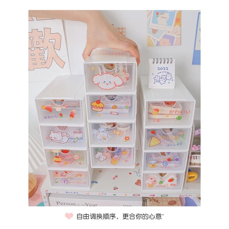 桌面無印風抽屜整理盒【聖杯生活台灣現貨】透明抽屜小物置物盒 桌面抽屜 透視 簡約風 辦公桌收納 儲物盒【P0428】-細節圖6