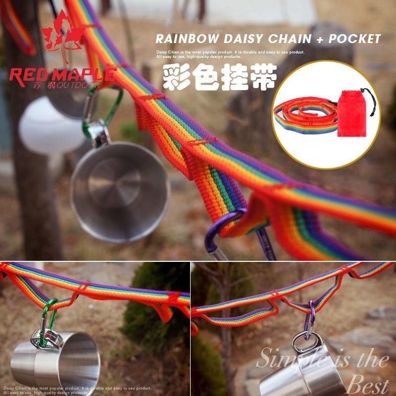 露營掛繩 【台灣現貨】CLS新款七彩掛繩 晾衣繩 帳篷 露營掛繩 帳篷收納晾衣繩綁帶19環野營掛繩 附收納袋 戶外掛繩-細節圖3