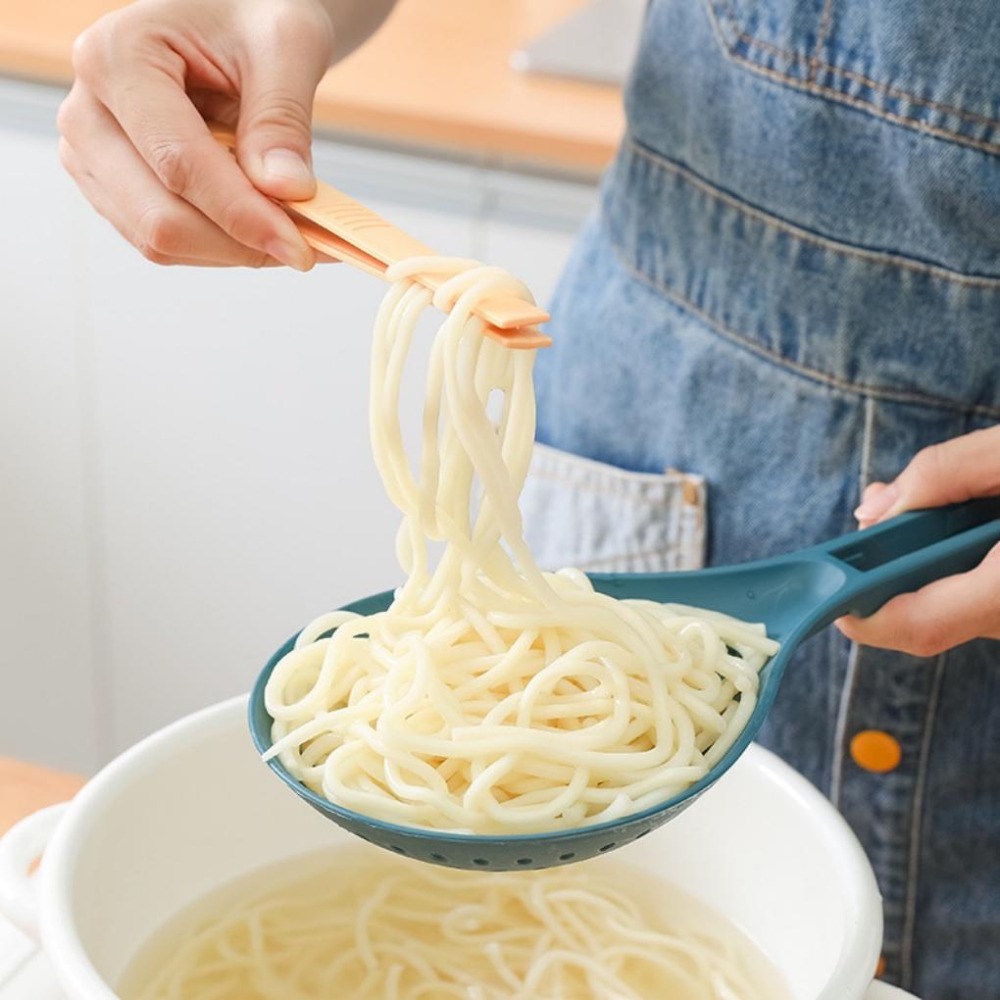 多功能撈勺 麵勺 瀝水勺【台灣現貨】 撈麵 水餃勺 火鍋勺 湯勺 家用廚具 多功能勺 煮麵 漏勺 耐高溫 附夾子-細節圖7