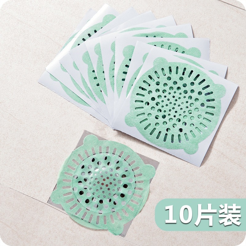 拋棄式毛髮過濾網 【聖杯生活台灣現貨】水管防阻塞 黏貼式過濾毛削頭髮 排水孔過濾網 地漏貼 10片裝 排水口貼-細節圖3