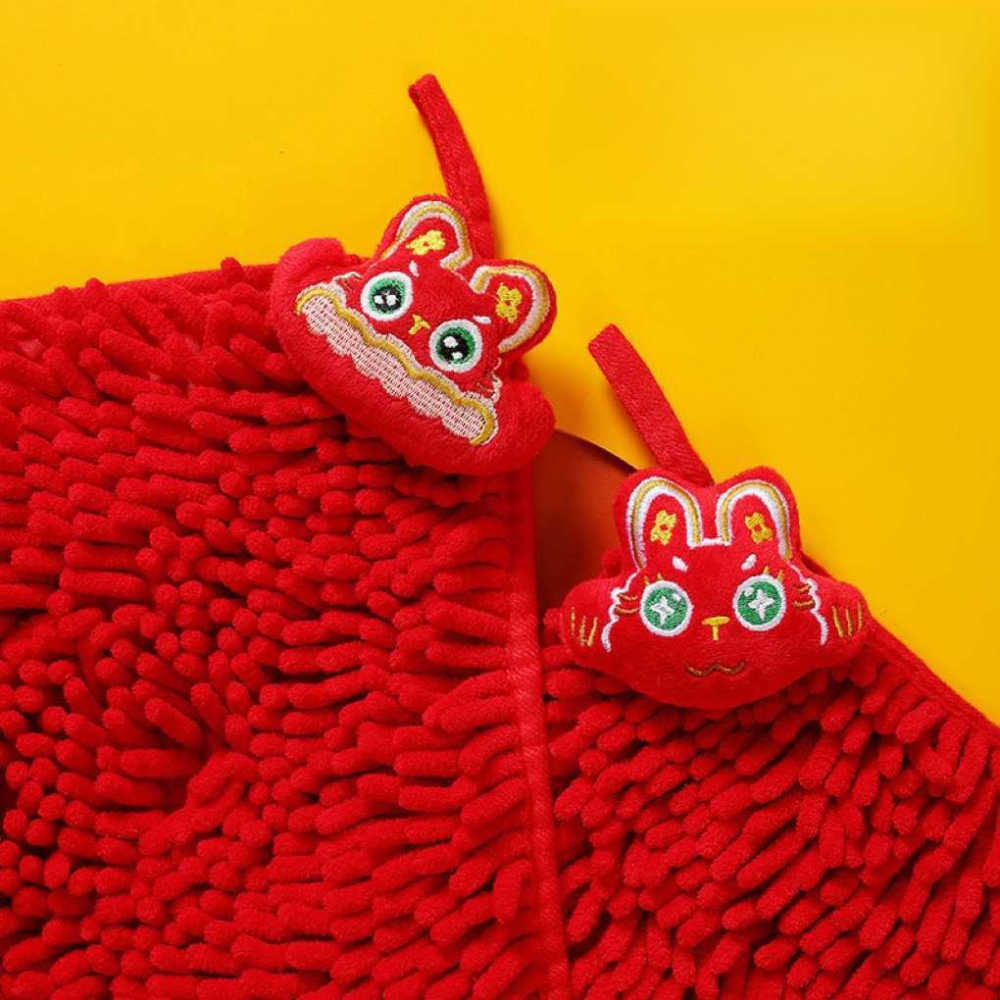 喜氣擦手巾 紅色喜慶雪尼爾擦手巾 過年擦手巾 結婚擦手巾  掛式可愛結婚擦手球 紅色喜慶卡通廚房衛生間擦手巾帕 抹布-細節圖3