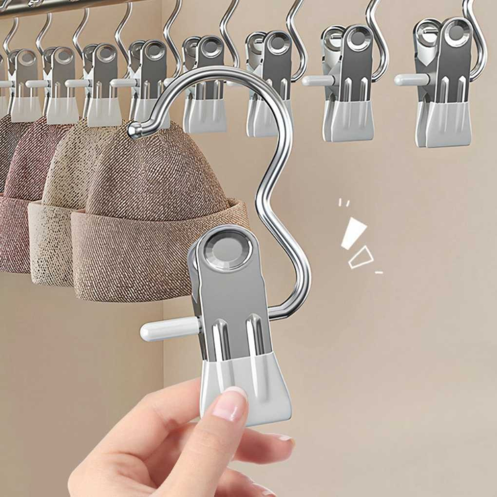 多功能3字夾 多功能衣夾 夾子 曬衣夾 曬襪夾 衣架夾 褲子夾 無痕 便攜 帶勾晾衣夾 帽夾 襪子夾【P0588】-細節圖3