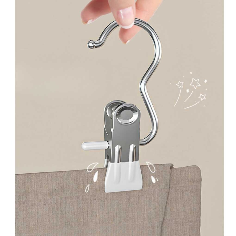 多功能3字夾 多功能衣夾 夾子 曬衣夾 曬襪夾 衣架夾 褲子夾 無痕 便攜 帶勾晾衣夾 帽夾 襪子夾【P0588】-細節圖4