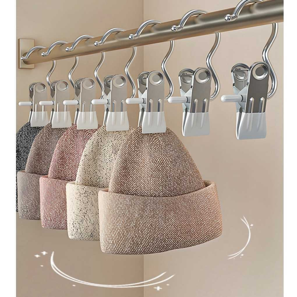 多功能3字夾 多功能衣夾 夾子 曬衣夾 曬襪夾 衣架夾 褲子夾 無痕 便攜 帶勾晾衣夾 帽夾 襪子夾【P0588】-細節圖7