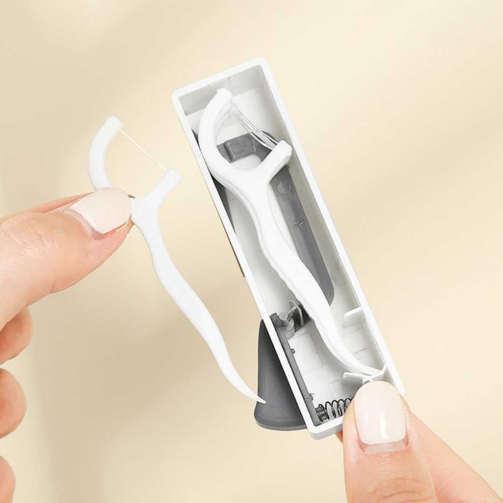 隨身牙線盒 攜式迷你牙線收納盒 牙線自動彈出 隨身攜帶牙線盒 自動牙線盒 牙線棒 隨身牙線盒 牙線收納-細節圖3