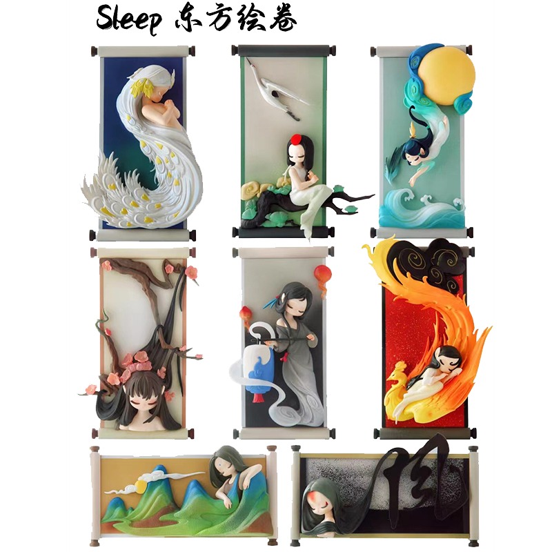52Toys Sleep 東方繪卷系列 繪卷 神話 中國風 立牌 盲盒 盒玩 公仔-細節圖2