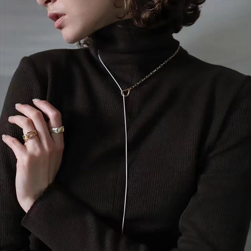 Vine嚴選實拍~文藝復興日本復古雙層鏈條多種戴法項鍊毛衣鏈-細節圖4