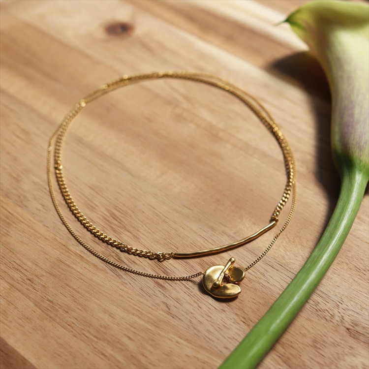 Vine嚴選實拍~松本惠奈聯名款復古金色雙層疊戴項鍊毛衣鏈-細節圖3