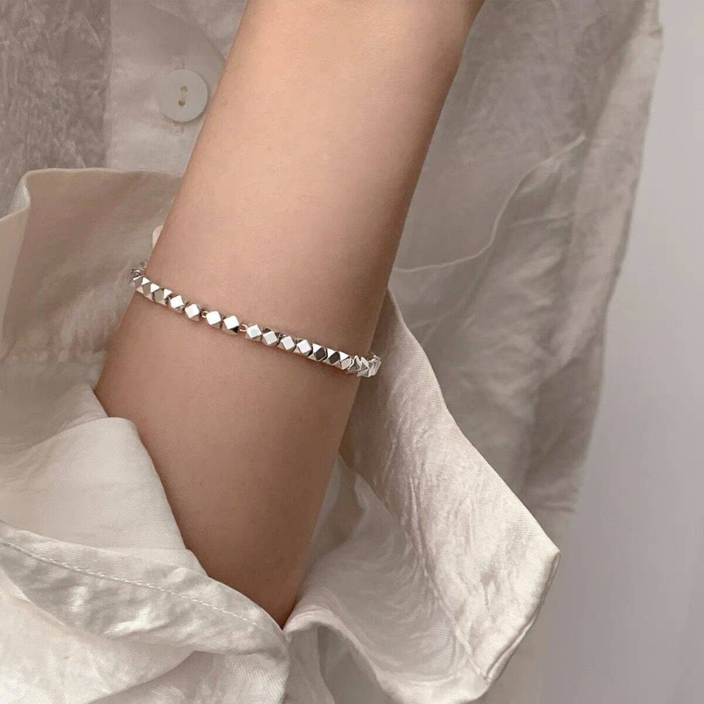 Vine嚴選實拍~冷淡風不規則切面碎銀簡約項鍊-細節圖5