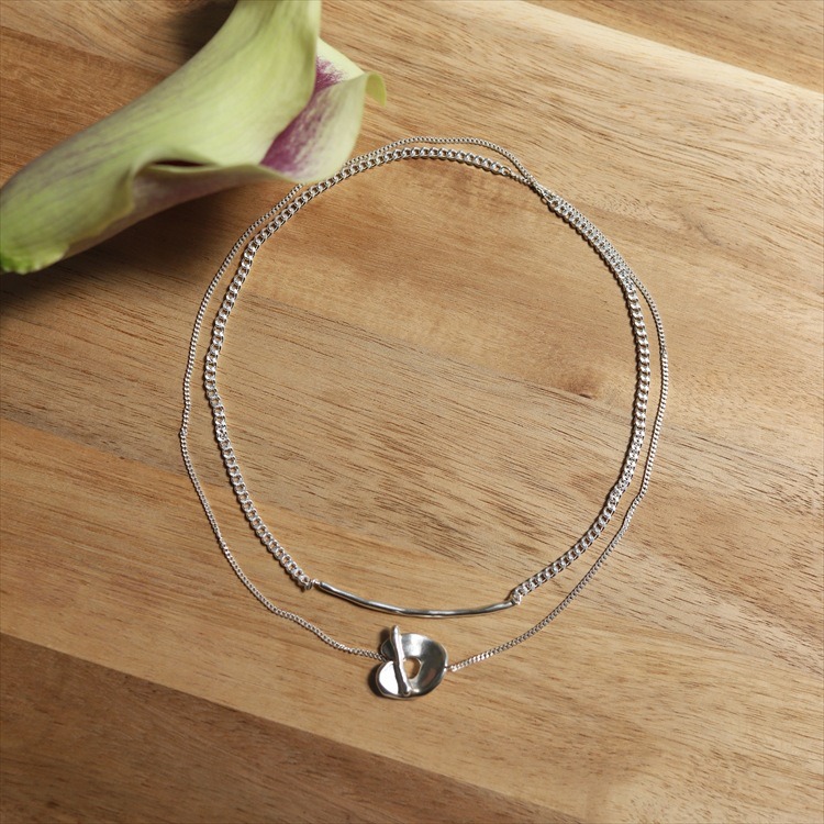 Vine嚴選實拍~松本惠奈聯名款復古銀色雙層疊戴項鍊毛衣鏈-細節圖4