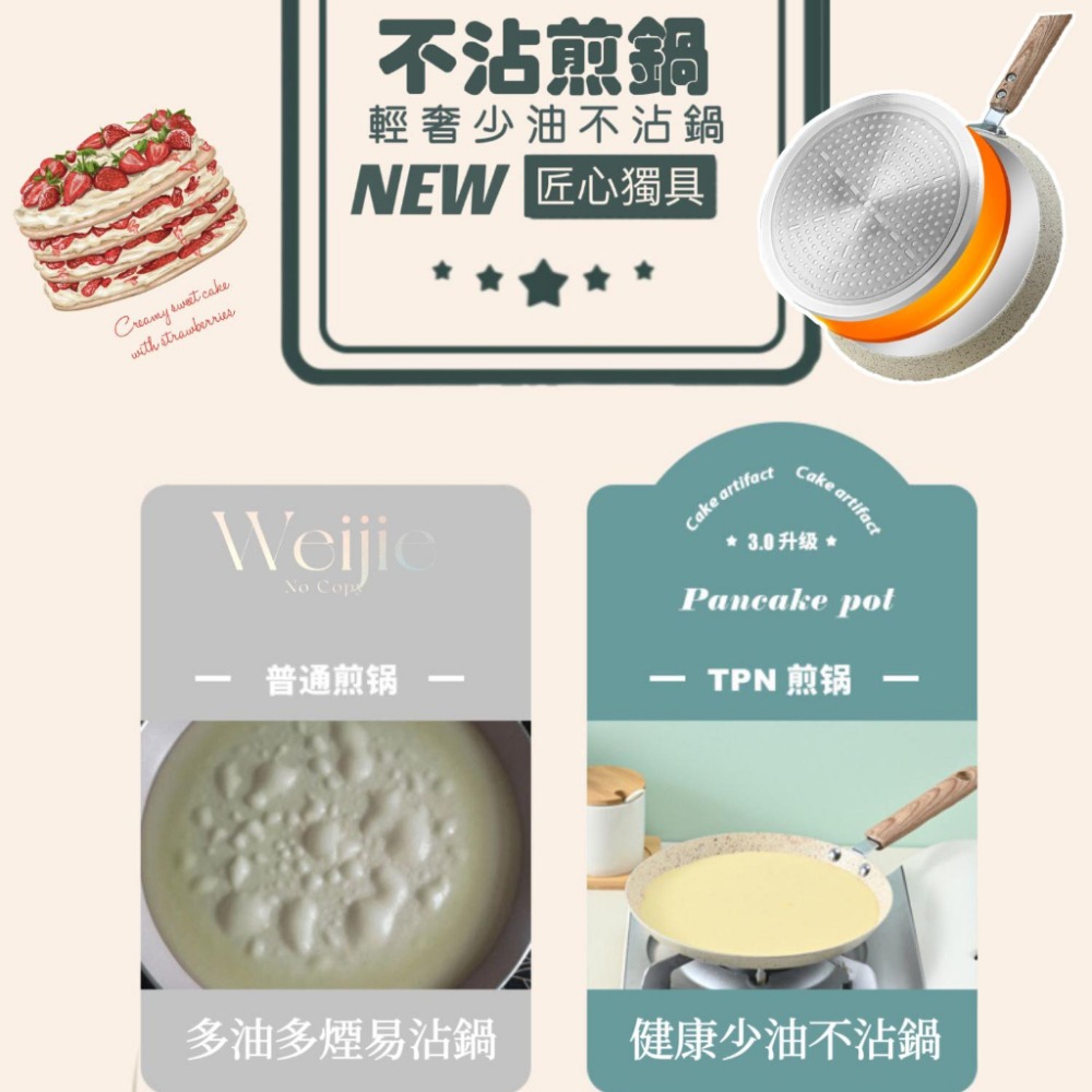 6/8/10吋千層蛋糕平底鍋【台灣現貨】薄餅可麗餅 千層餅皮鍋 不沾平底鍋18CM 牛排煎鍋 煎蛋鍋 煎餅鍋 煎鍋不粘鍋-細節圖3