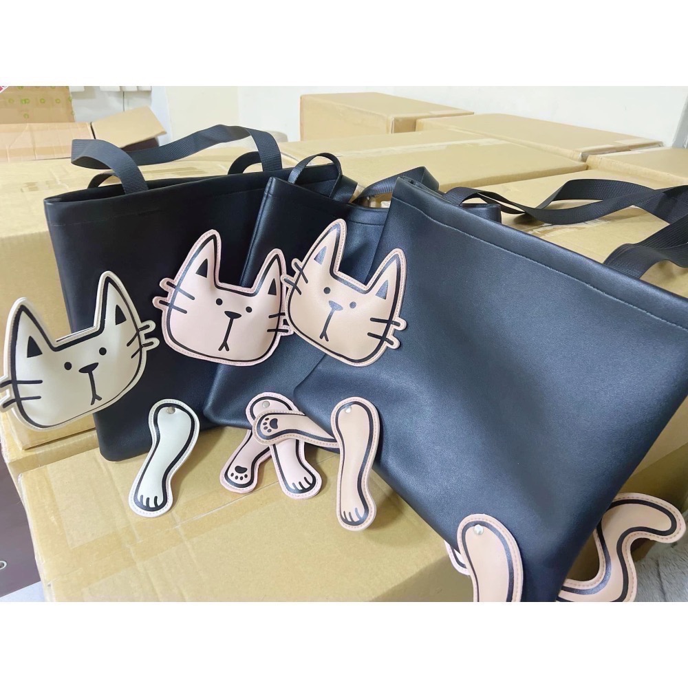 仙人掌哥 x Triple goodS 貓咪皮革托特包 35cm*30cm 預購加贈 16cm*11cm 零錢護照包-細節圖8