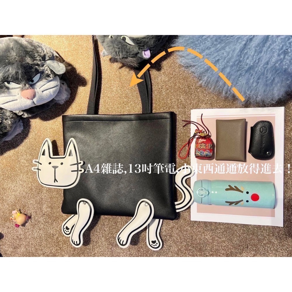 仙人掌哥 x Triple goodS 貓咪皮革托特包 35cm*30cm 預購加贈 16cm*11cm 零錢護照包-細節圖11