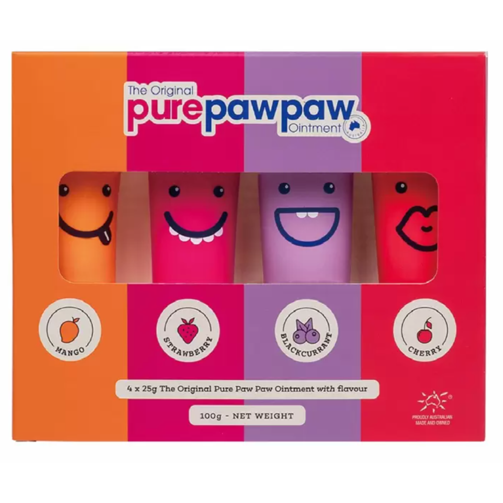 仙人掌哥 Pure Paw Paw 澳洲神奇萬用木瓜霜組合 25g X 4入 木瓜霜 櫻桃 芒果 黑醋栗 草莓-細節圖3