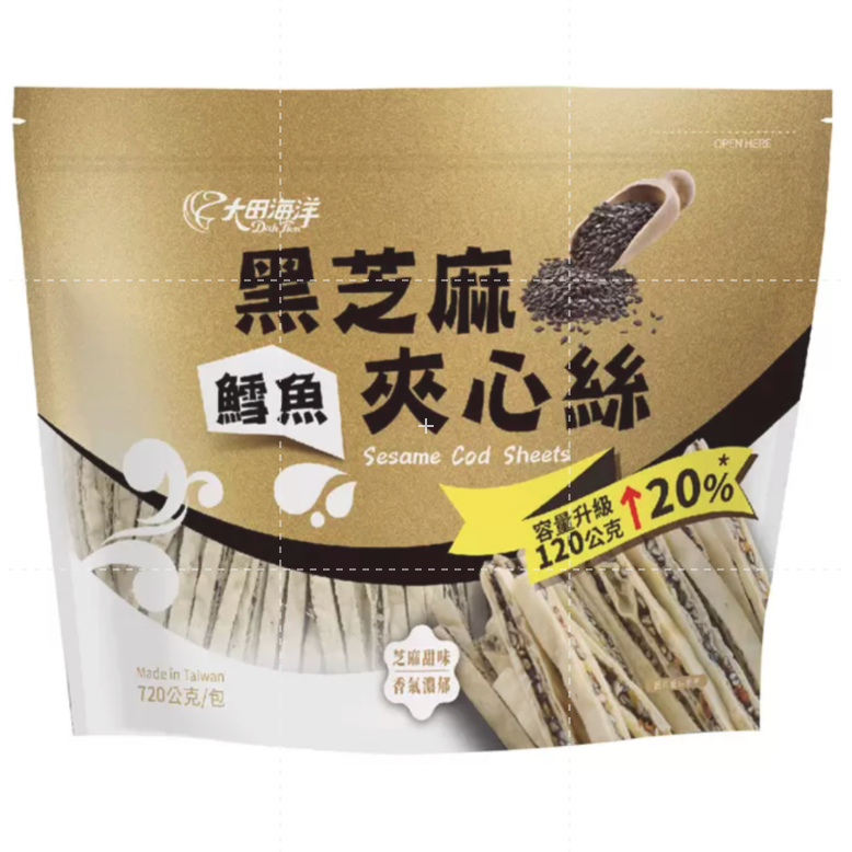 仙人掌哥 好市多 大田海洋 鱈魚黑芝麻夾心絲 720g/袋 鱈魚絲 夾心絲 黑芝麻 鱈魚-細節圖4
