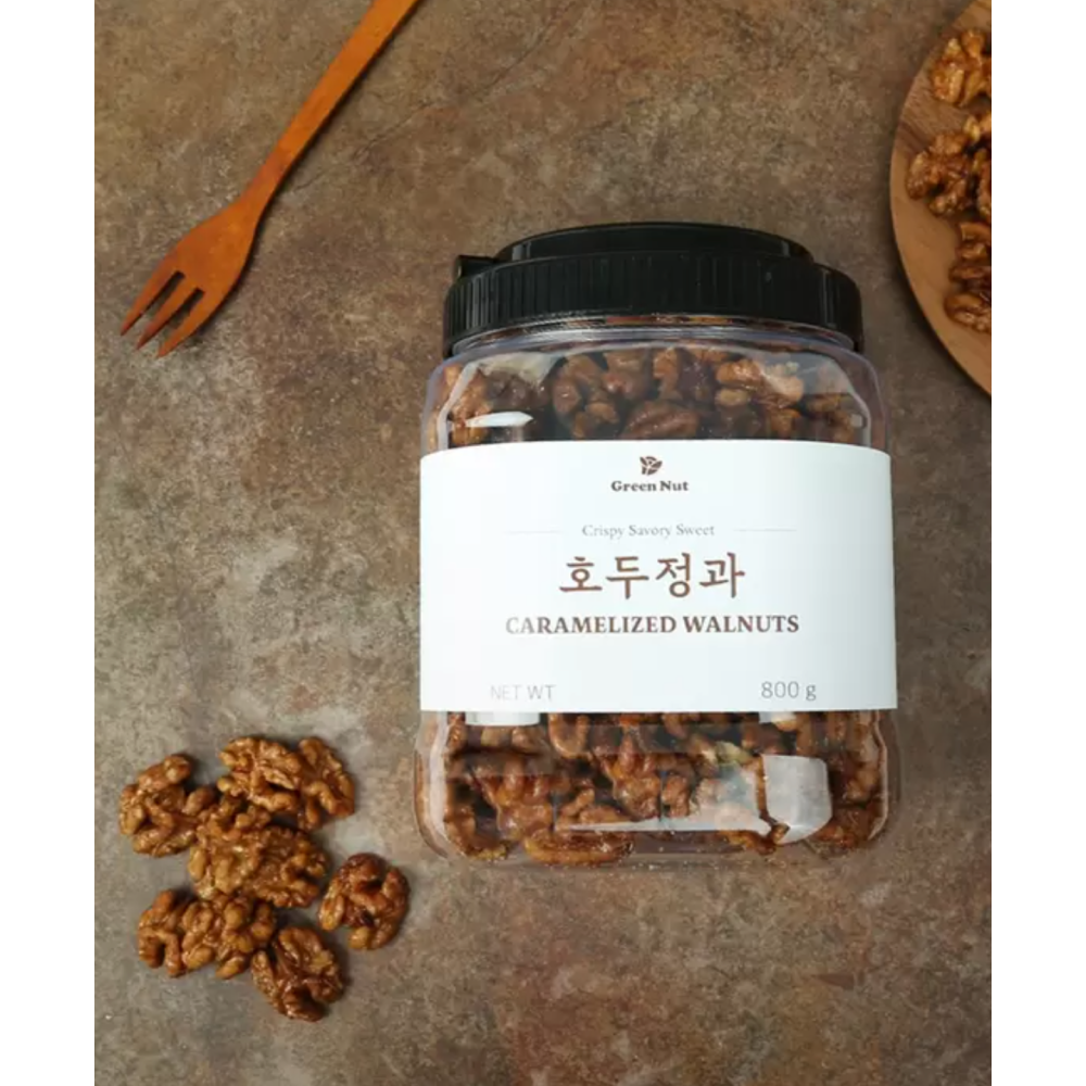 仙人掌哥 好市多 Green Nut 焦糖核桃 800g/罐 罐裝 焦糖 核桃 韓國進口 整罐販售-細節圖2