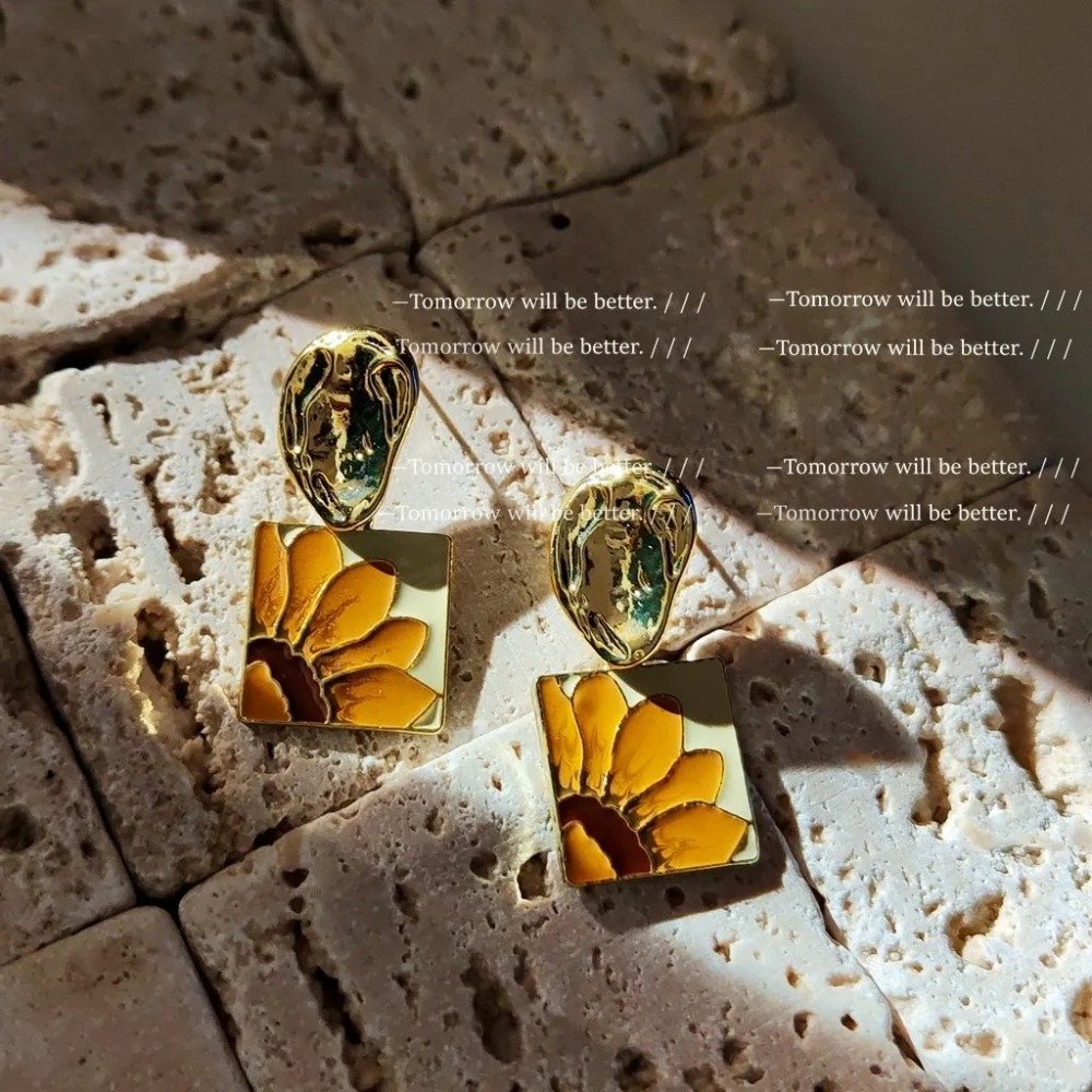 滴柚太陽花耳釘-細節圖2