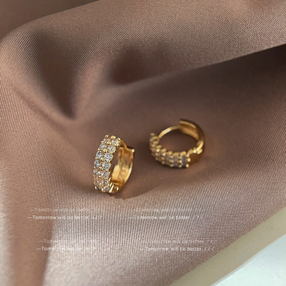 時尚氣質鋯石耳圈耳釘-細節圖2