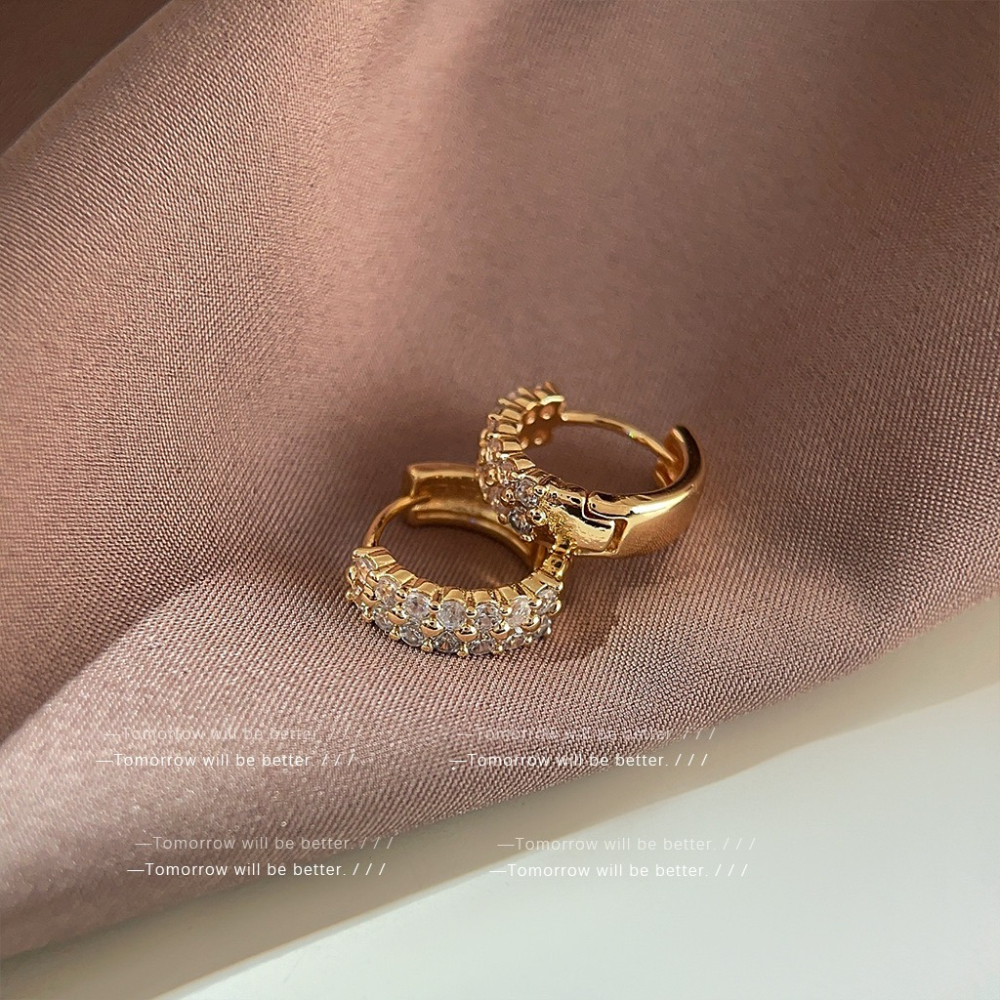 時尚氣質鋯石耳圈耳釘-細節圖4