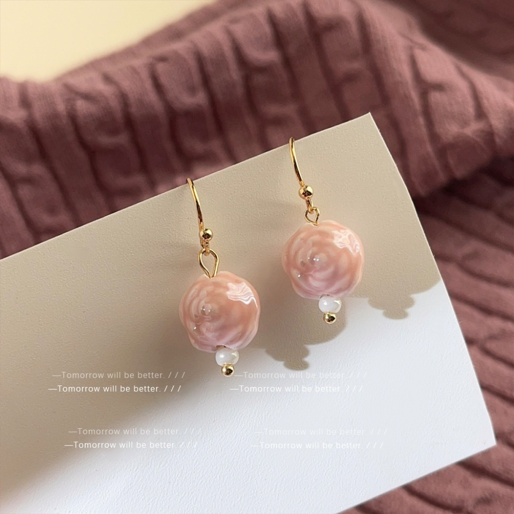 粉色系燈籠花耳釘-細節圖2