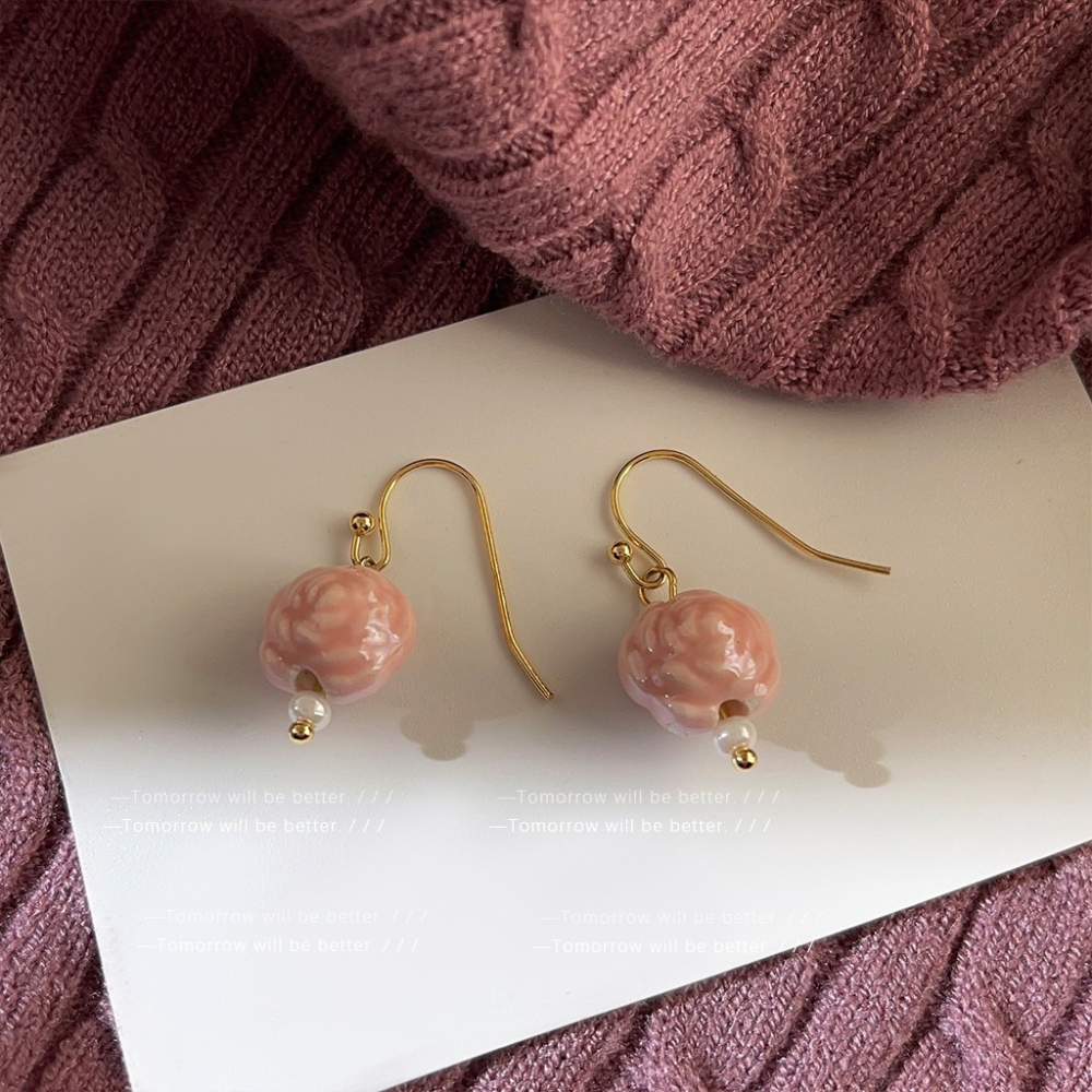 粉色系燈籠花耳釘-細節圖4