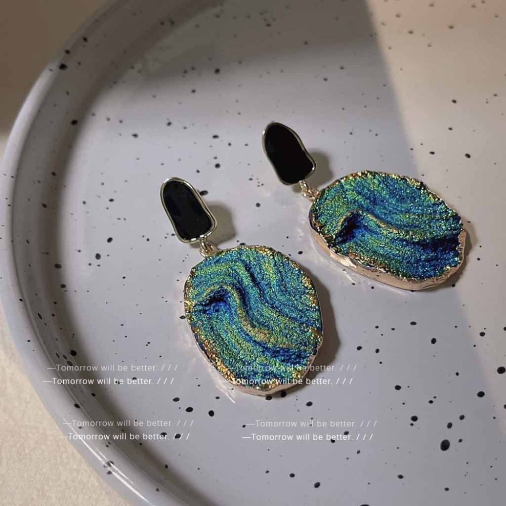 克萊因藍歐風耳釘-細節圖2