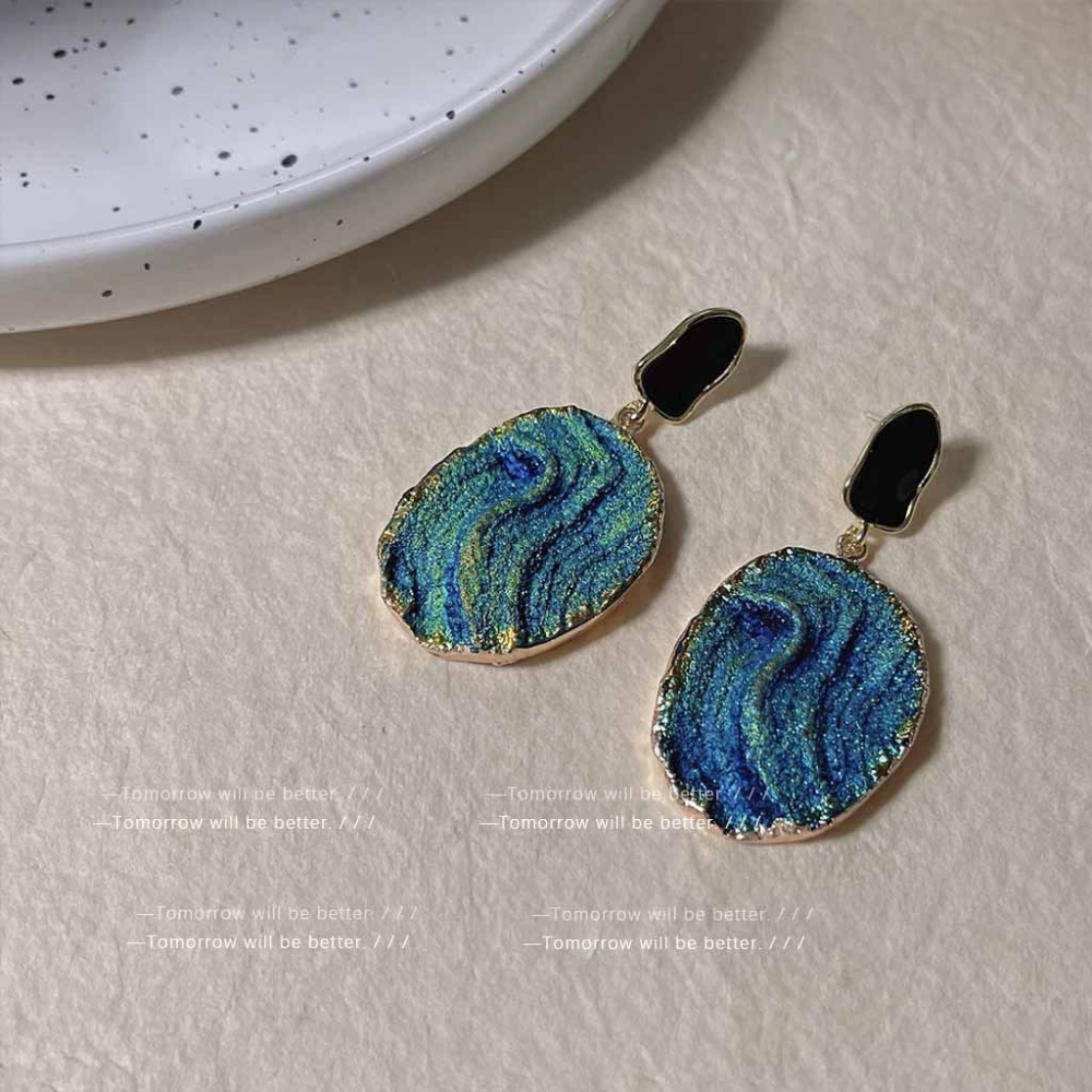 克萊因藍歐風耳釘-細節圖4