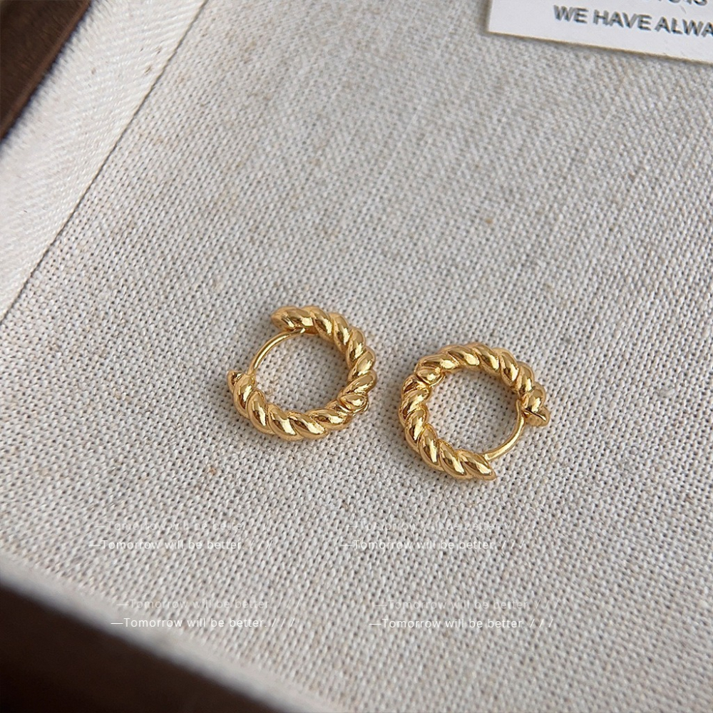 法式氣質金屬感麻花耳釘-細節圖2