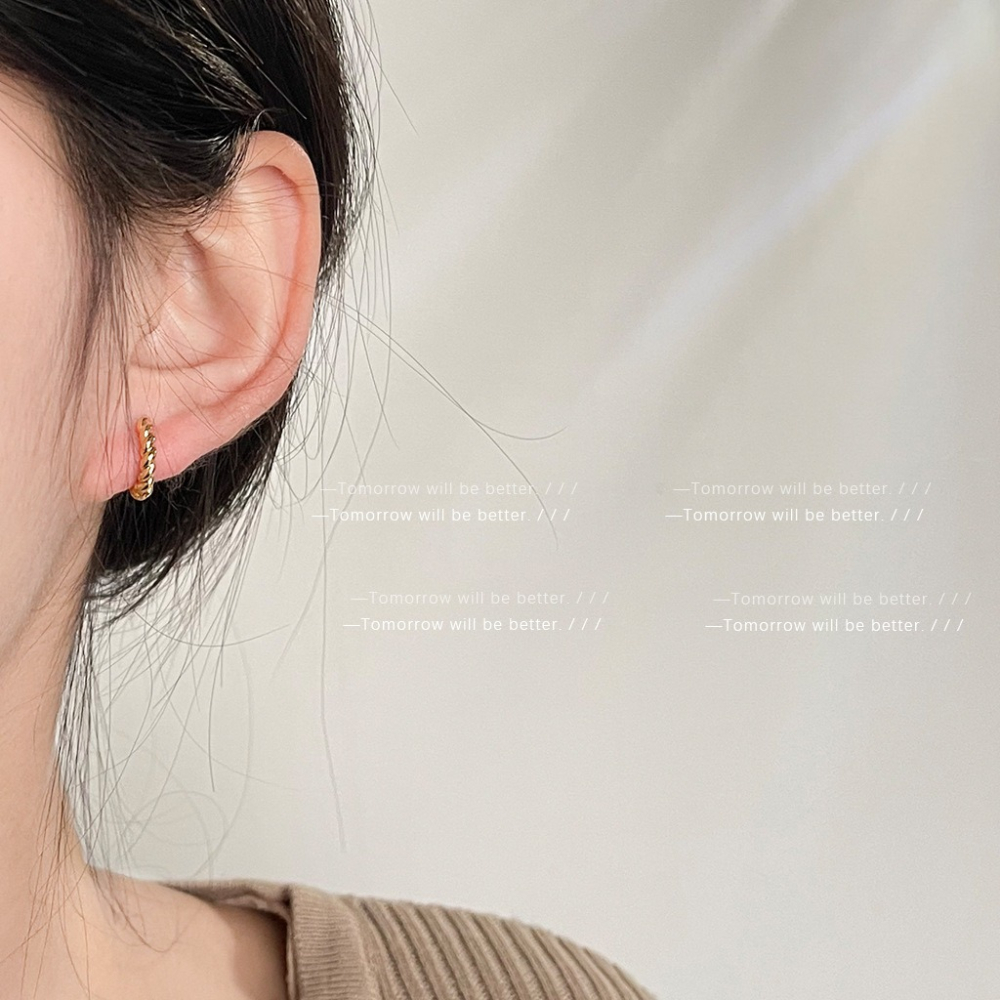 法式氣質金屬感麻花耳釘-細節圖3