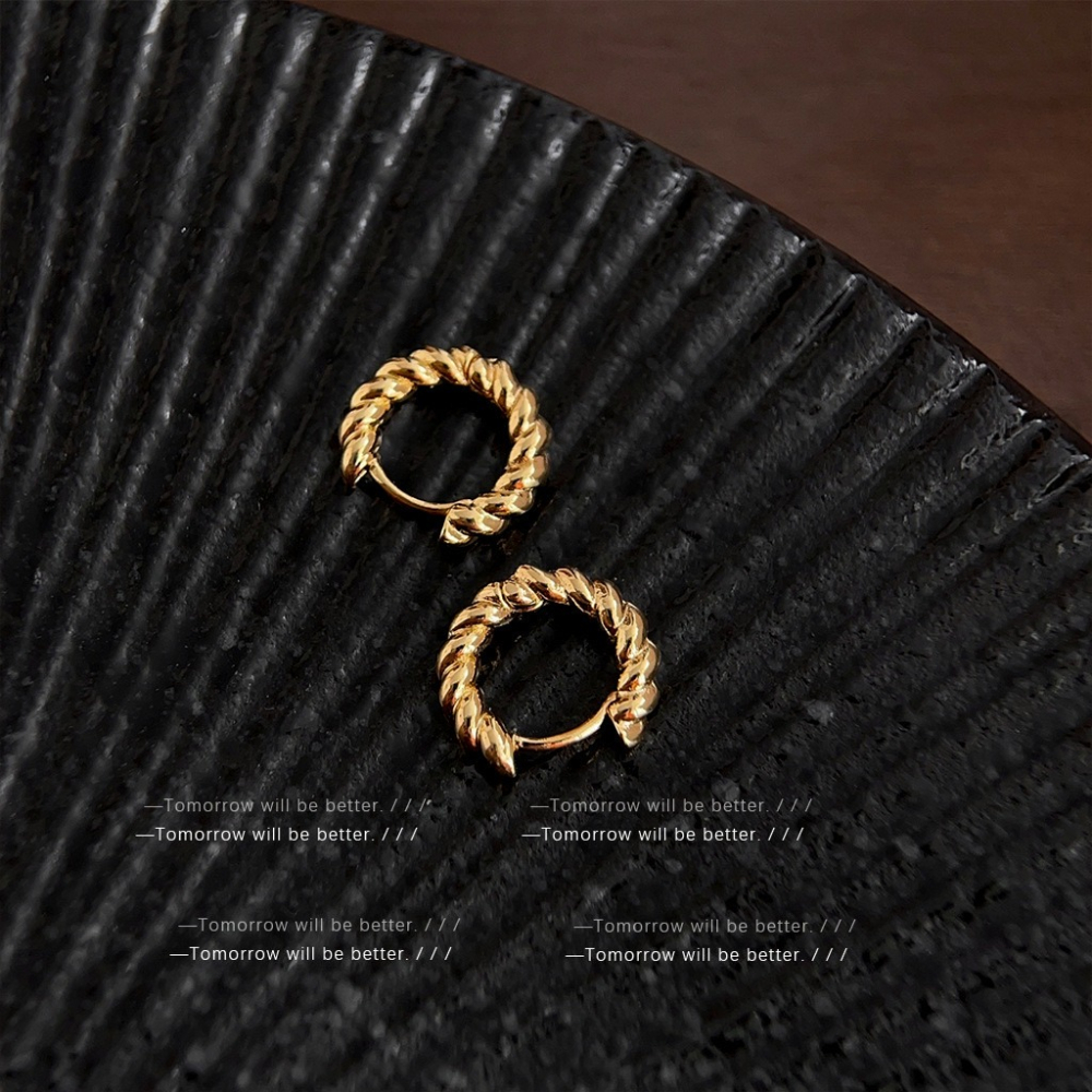 法式氣質金屬感麻花耳釘-細節圖4