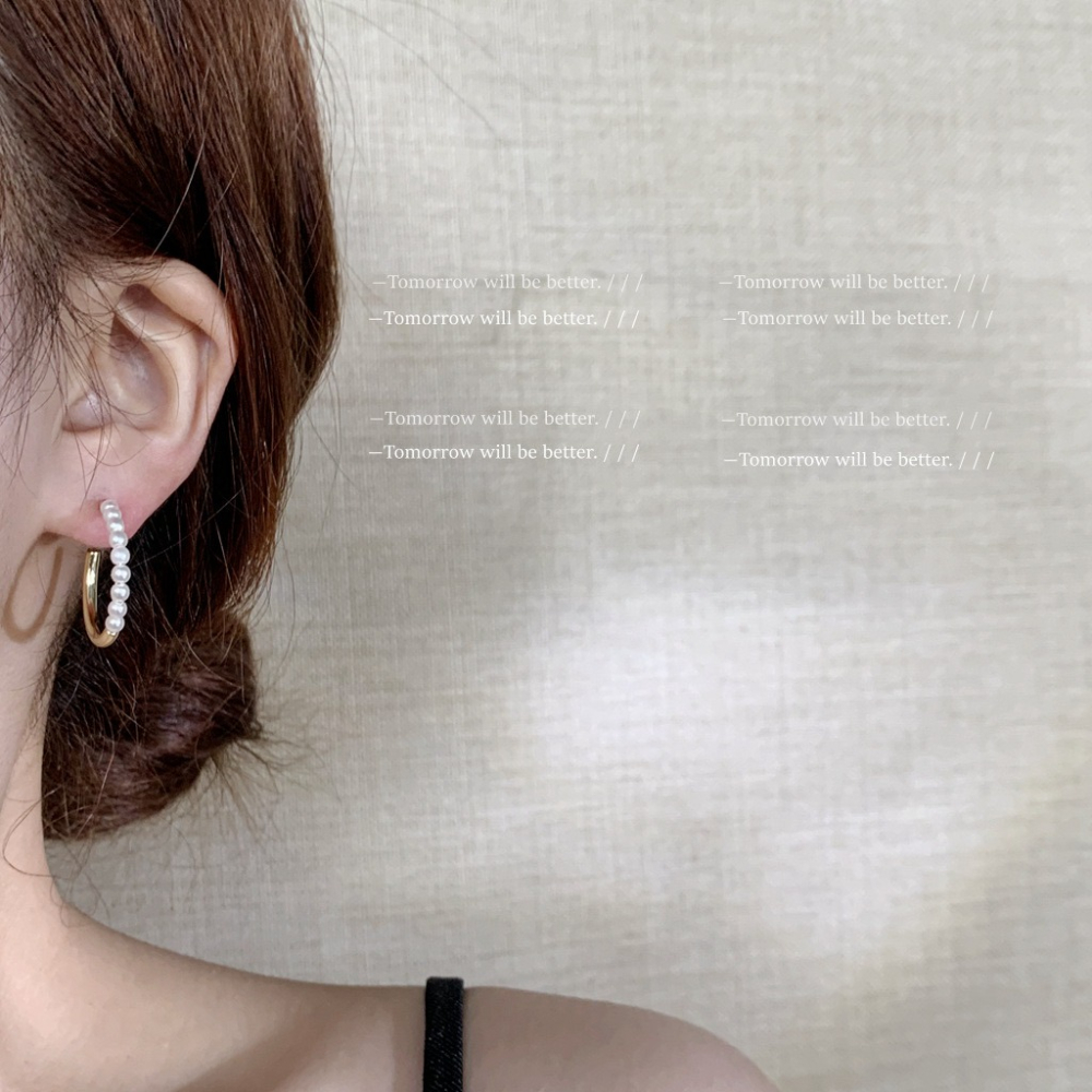 復古珍珠耳圈耳釘-細節圖3