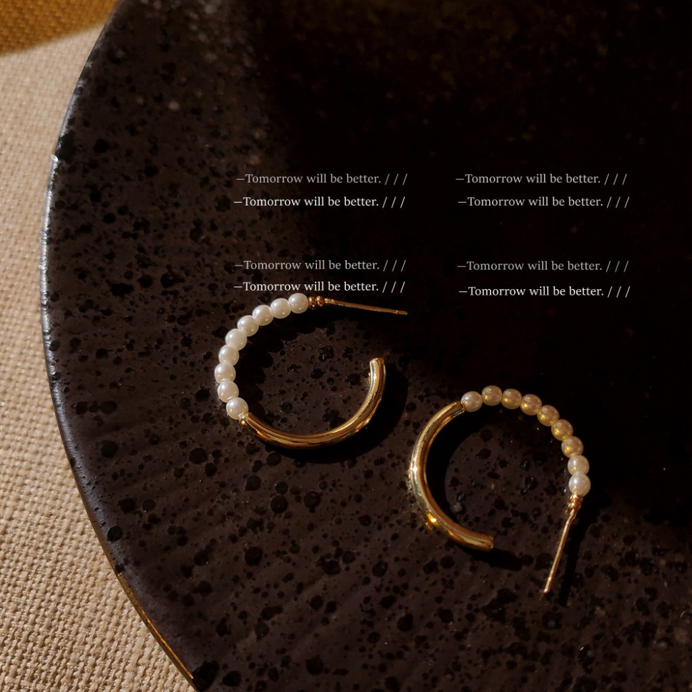 復古珍珠耳圈耳釘-細節圖4