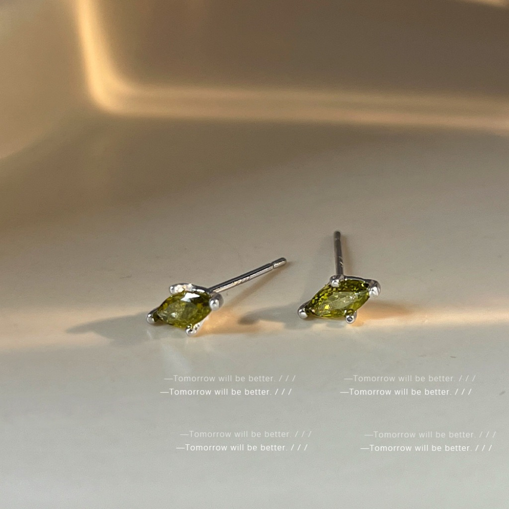 橄欖綠鋯石耳釘-細節圖2