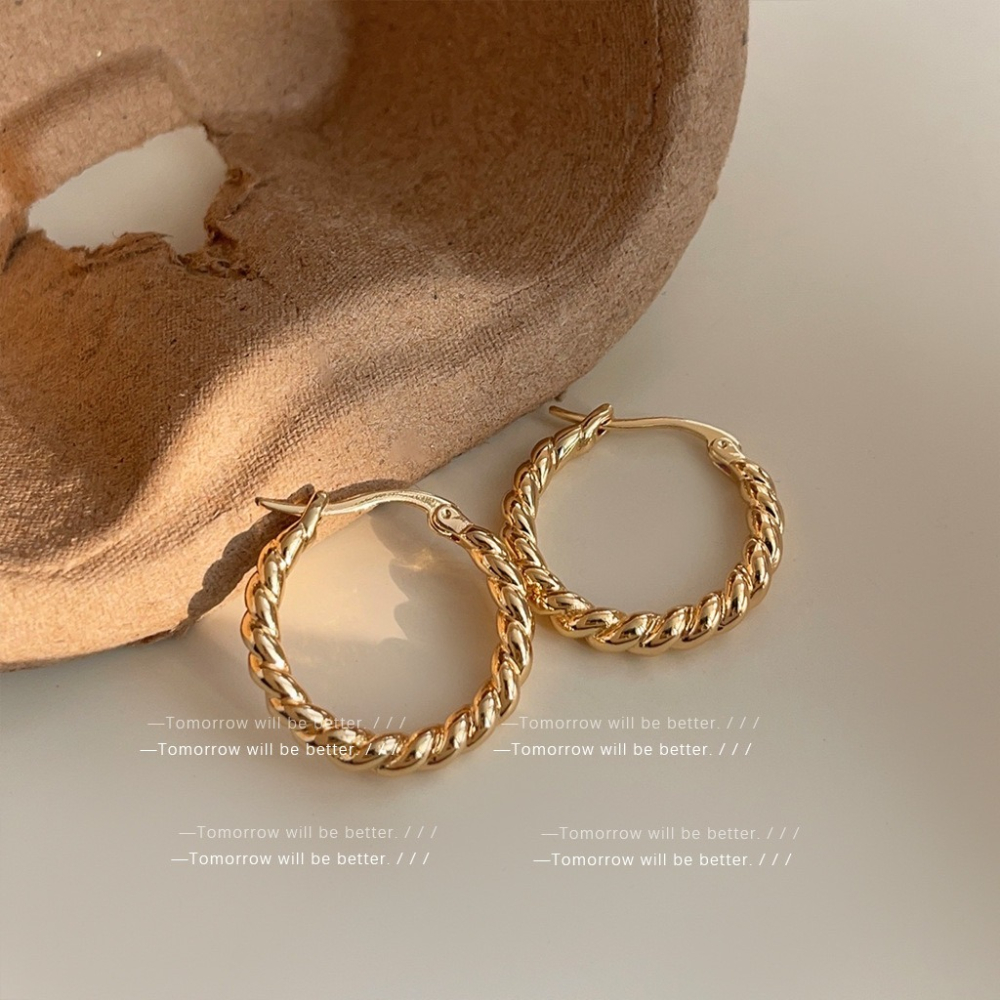 法式大圈圈麻花耳釘-細節圖4