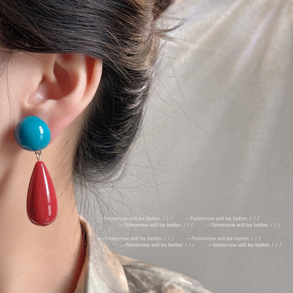 復古美式水滴耳釘-細節圖3