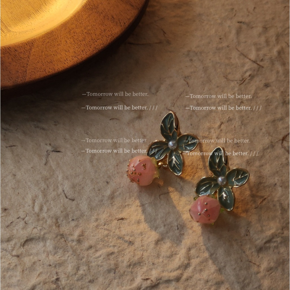 草莓冰沙甜美耳釘-細節圖2