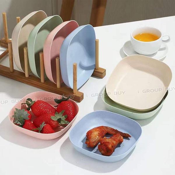 【i揪團】W01-1(新品現貨)方形加深餐盤 小麥秸稈碟 點心盤 零食盤 吐骨碟 吐骨盤 水果盤 環保餐盤 微波餐盤-細節圖2