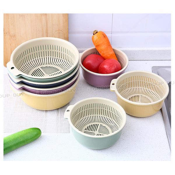 【i揪團】F113(新品現貨)雙層瀝水籃 廚房用品 洗菜籃 北歐風洗菜盆 瀝水盆 蔬果籃-細節圖2
