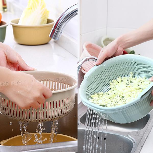 【i揪團】F113(新品現貨)雙層瀝水籃 廚房用品 洗菜籃 北歐風洗菜盆 瀝水盆 蔬果籃-細節圖3