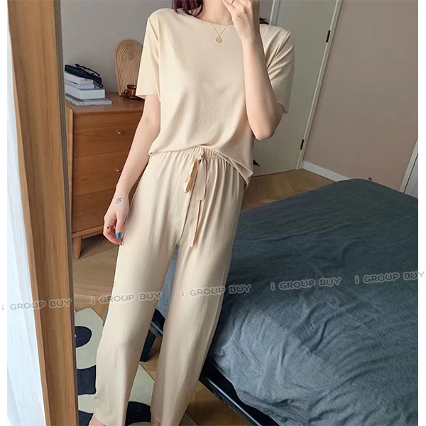 【i揪團】F24-1(新品現貨)睡衣套裝(長褲) 涼爽睡衣 休閒套裝 兩件式 睡衣 居家服 女生睡衣 短袖套裝-細節圖3