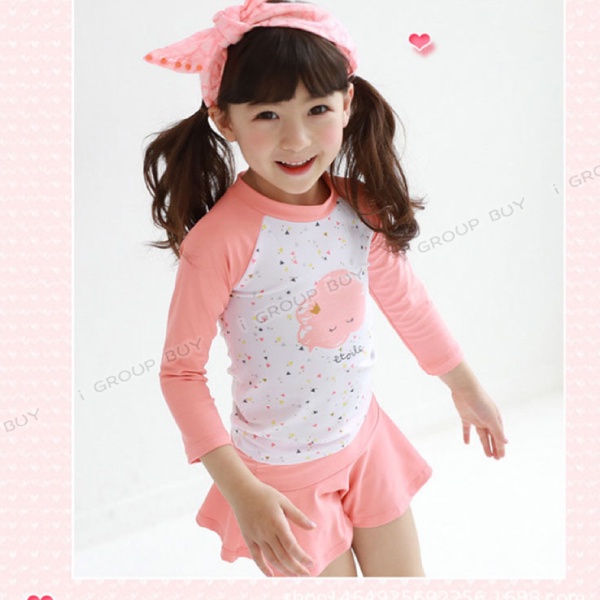 【i揪團】E78-1(新品現貨)女童裙式泳裝 裙式 中大童 兒童泳裝 分離式 兩件式 泳帽 泳衣 泳裙 防曬-細節圖4