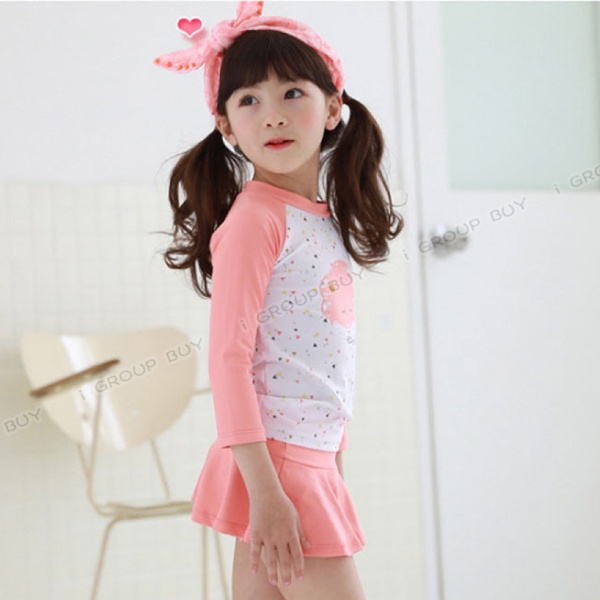 【i揪團】E78-1(新品現貨)女童裙式泳裝 裙式 中大童 兒童泳裝 分離式 兩件式 泳帽 泳衣 泳裙 防曬-細節圖7