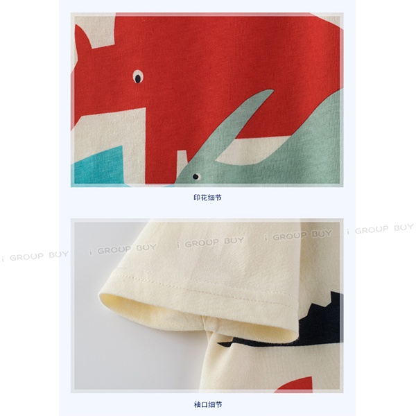 【i揪團】G06-1(現貨)男童短袖上衣 恐龍圖案 火箭圖案 圓領 短袖 T恤 兒童上衣-細節圖5