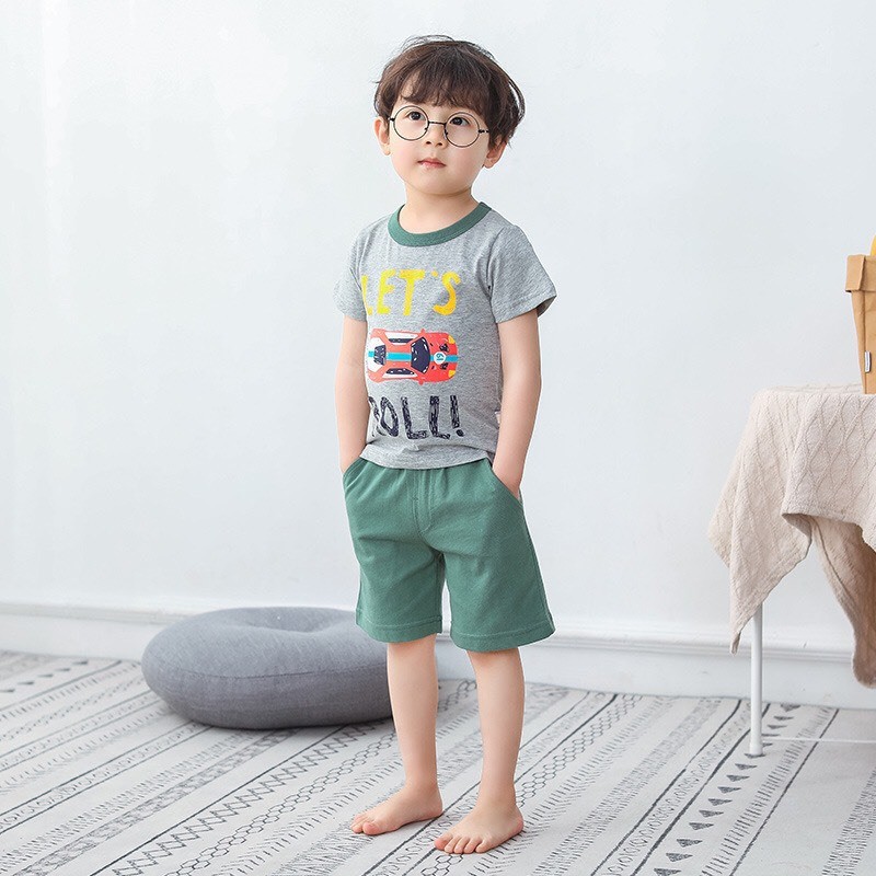 【i揪團】B56(現貨)新款夏季純棉兒童套裝 上衣加短褲 休閒服 兩件式  男童 女童-細節圖2