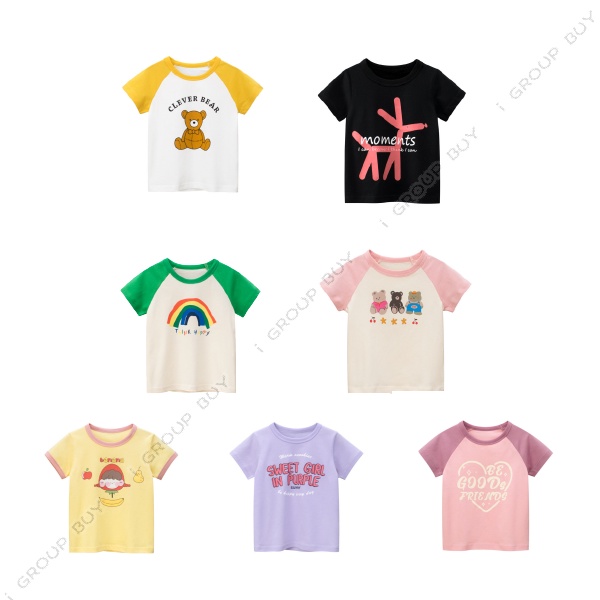 【i揪團】B40-7(現貨)韓版夏季女童純棉短袖T恤20-26 兒童短袖上衣 女孩 女童 寶寶衣服-細節圖2