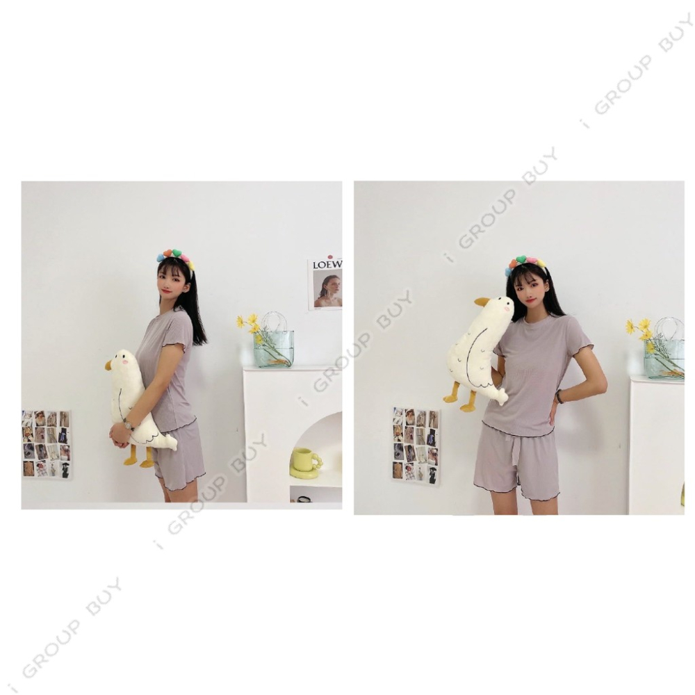 【i揪團】F99(現貨)春夏少女花邊套裝/上衣+短褲/居家休閒服-細節圖4