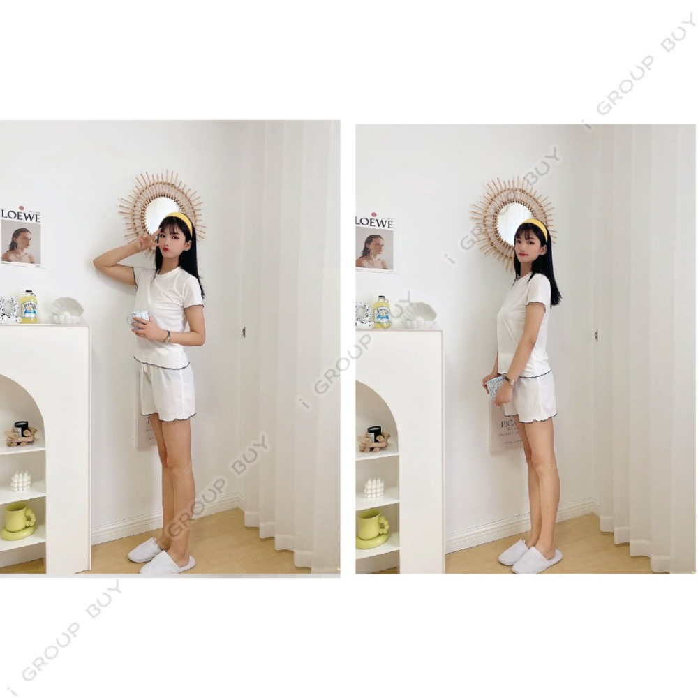 【i揪團】F99(現貨)春夏少女花邊套裝/上衣+短褲/居家休閒服-細節圖8